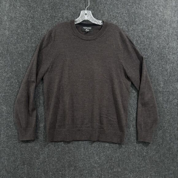 Banana Republic Sweater Men Large Cabin Brown 100% Merino Wool Crewneck Pullover - Picture 1 of 8